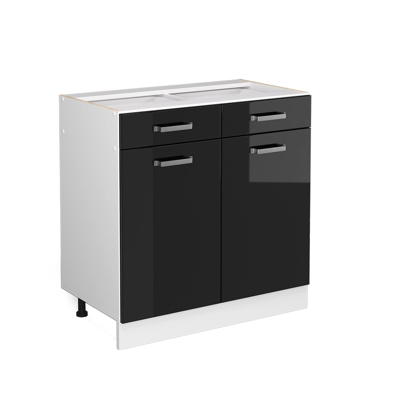 Vicco Küchenunterschrank R-Line Schwarz Hochglanz 80 cm ohne Arbeitsplatte