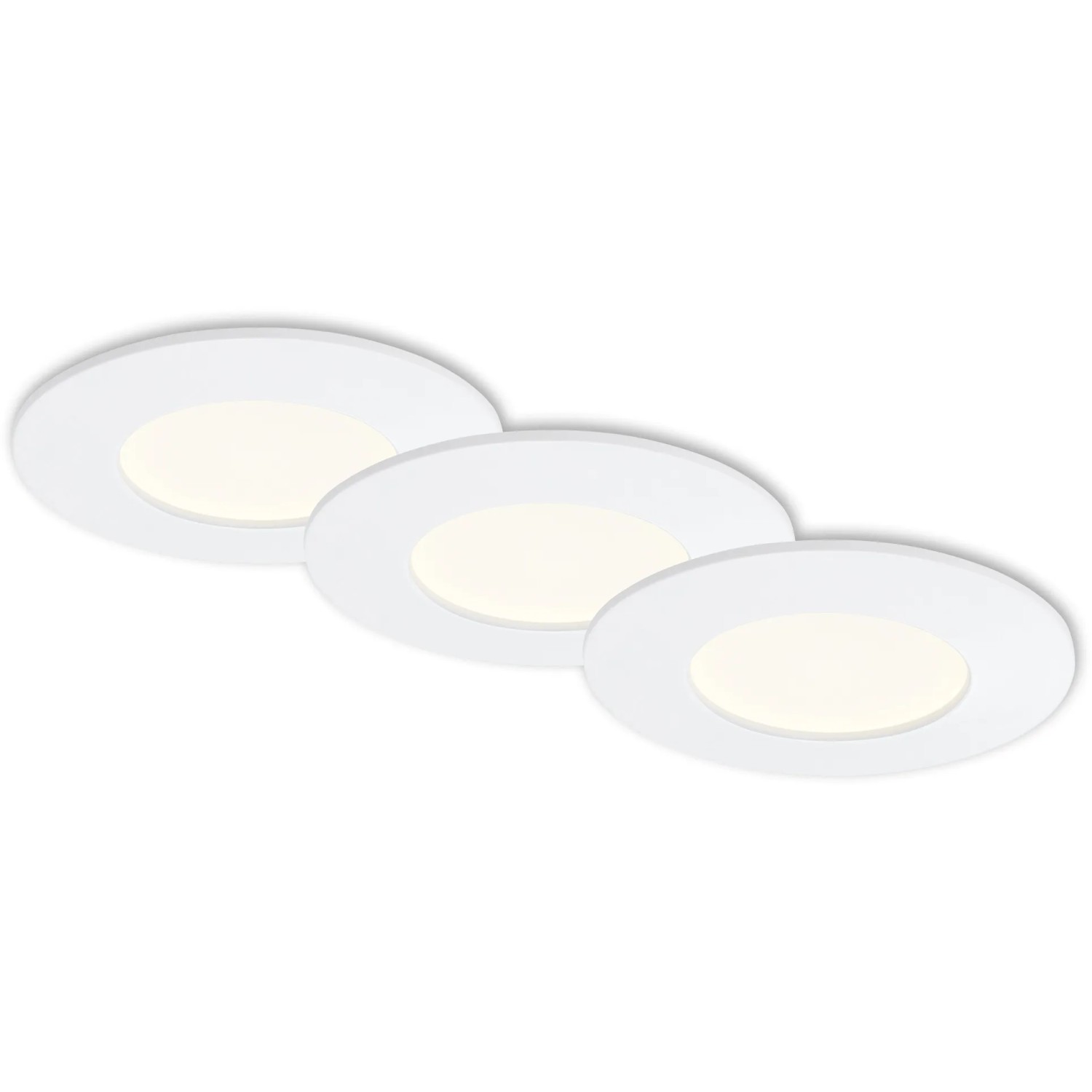 3er Set Briloner LED Einbauleuchten, weiß, neutralweißes Licht für Deckenmontage.