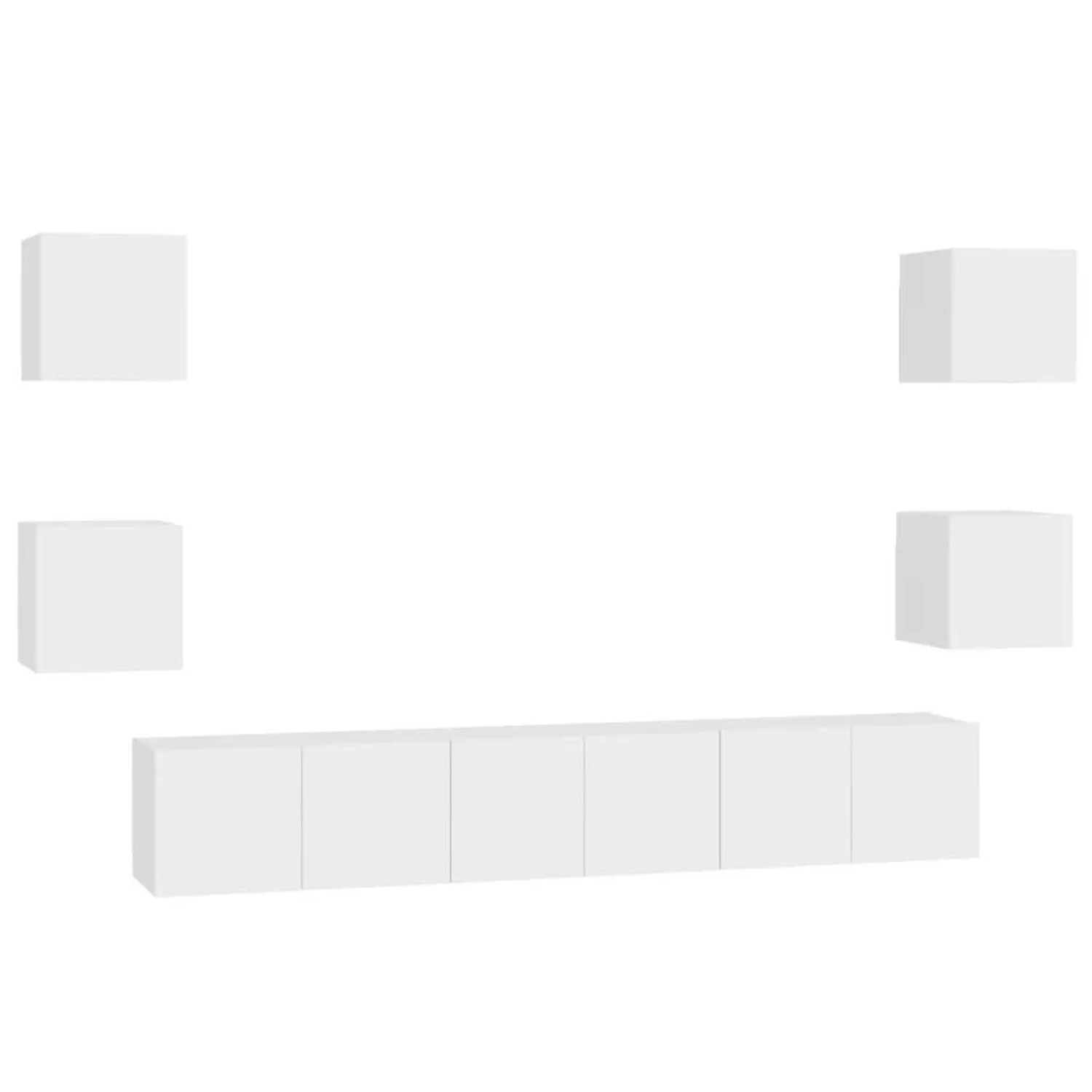 vidaXL 7 Tlg TV-Schrank-Set Weiß Holzwerkstoff 3078661