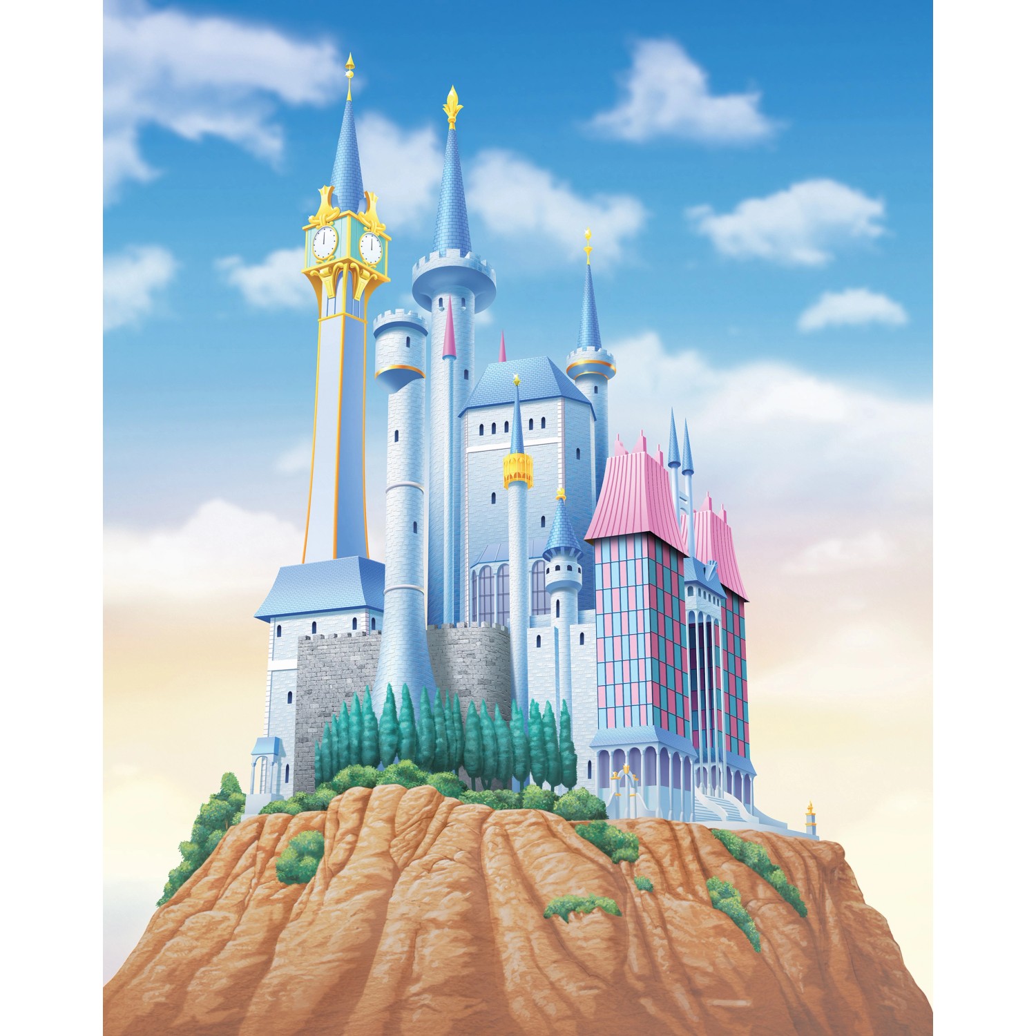 Image of Komar Vlies Fototapete Disney Princess Cinderella Castle Mehrfarbig