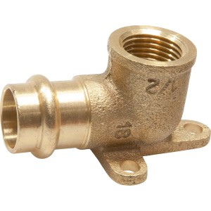 Rotguss Press-Wandscheibe, 18 mm x 18,6 mm (Rp 1/2), für Kupferrohr-Installation.