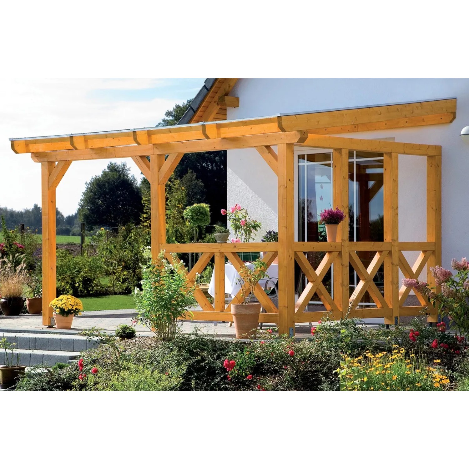 Terrassenuberdachung Seitenwand Holz