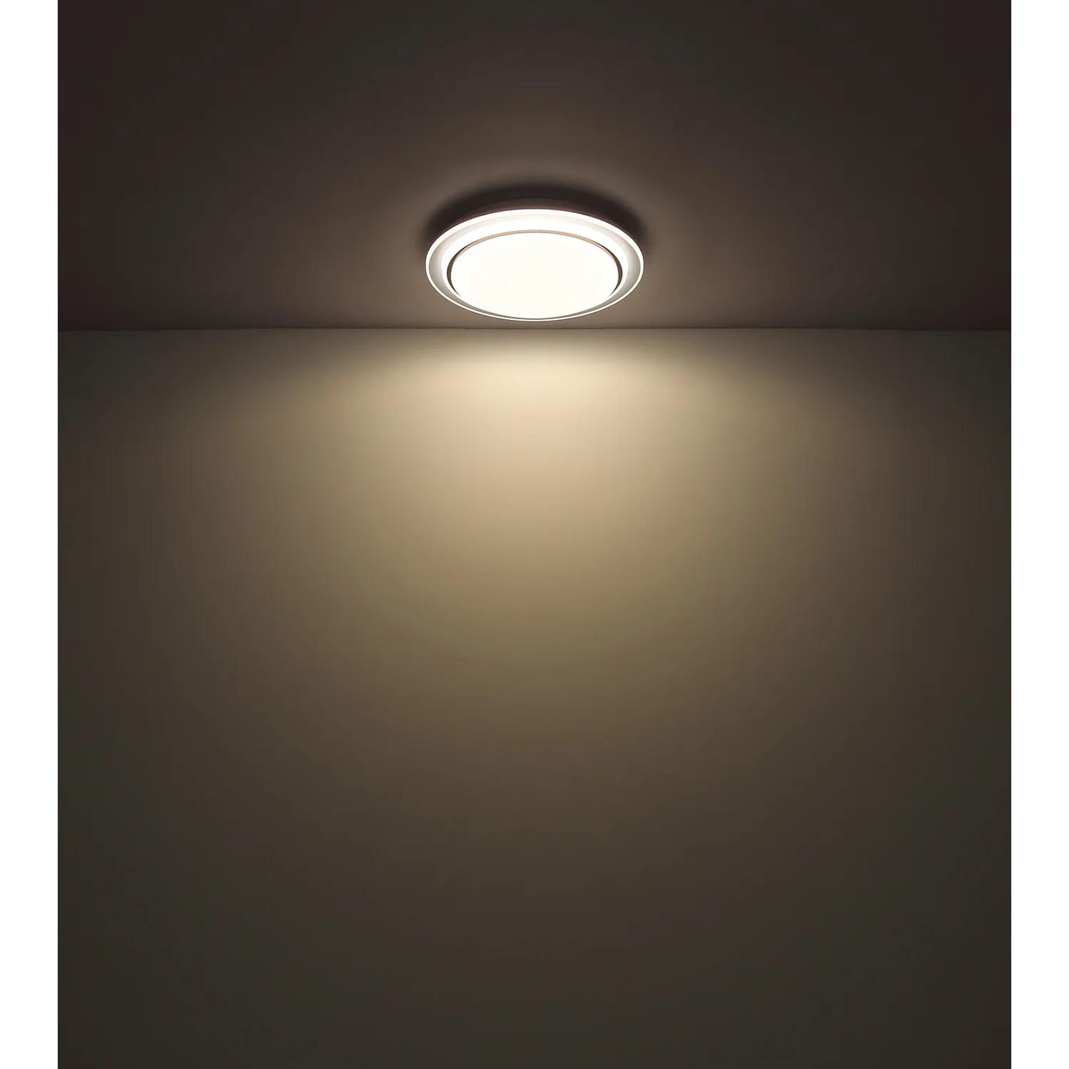 Weiße LED-Deckenleuchte Foppa, Ø 40cm, von Globo. Dimmbar mit Memory- und Nachtlichtfunktion.
