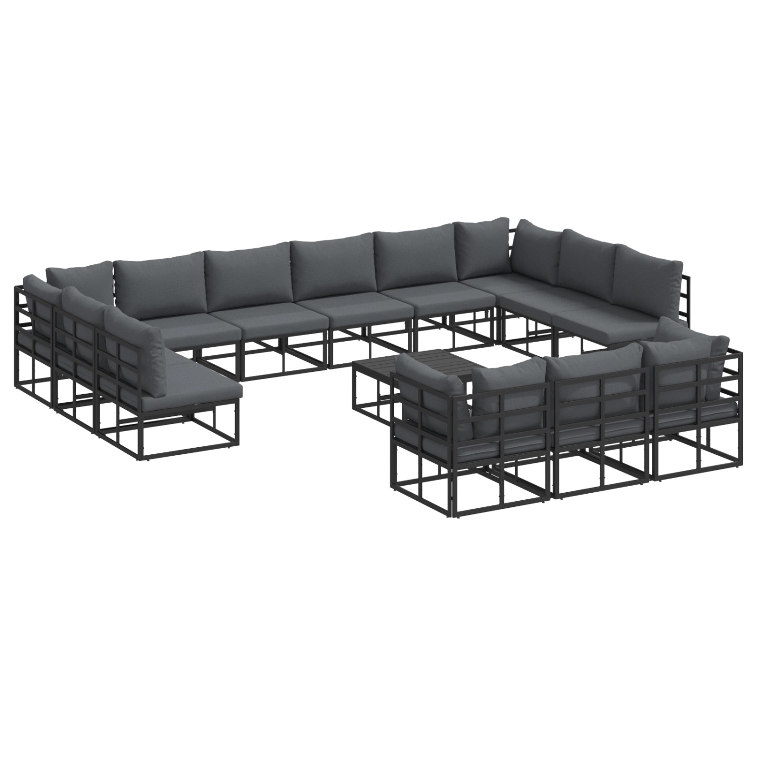 vidaXL Garten-Sofa-Set mit Kissen 14-Tlg Schwarz Aluminium 3378927 günstig online kaufen