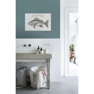 ESTAhome Wandtattoo Fisch Schwarz (70x46,5cm) an Wand im Badezimmer.