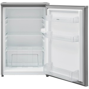 Telefunken Kühlschrank ohne Gefrierfach, 135 Liter, mit Gemüsefach, Tür geöffnet.