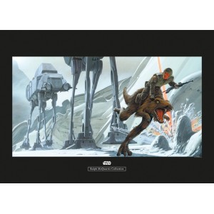 Komar Wandbild Star Wars Ground, 70x50cm, mit AT-ATs und Reiter auf einem Tier.