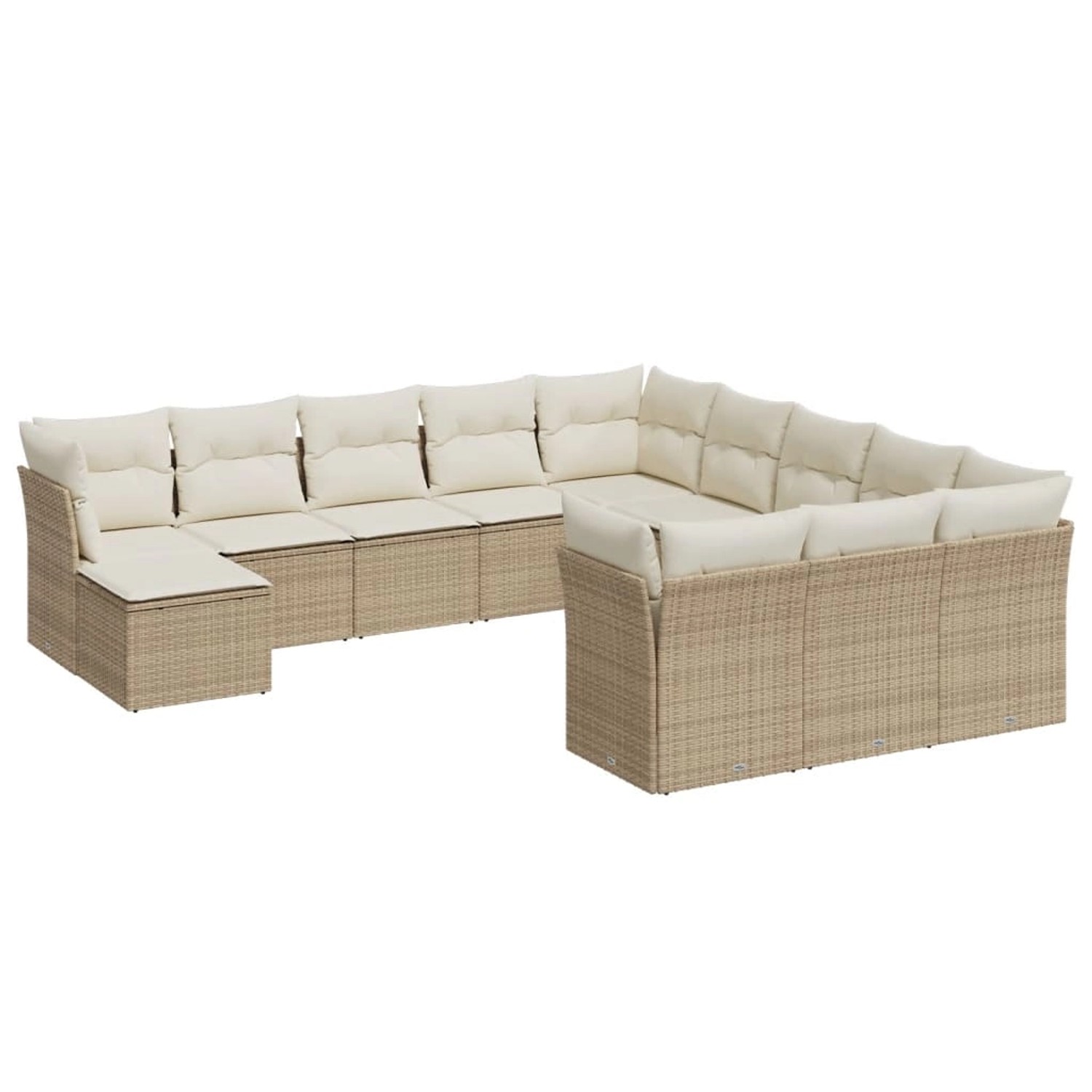 vidaXL 12-Tlg Garten-Sofagarnitur mit Kissen Beige Poly Rattan 3218628 günstig online kaufen