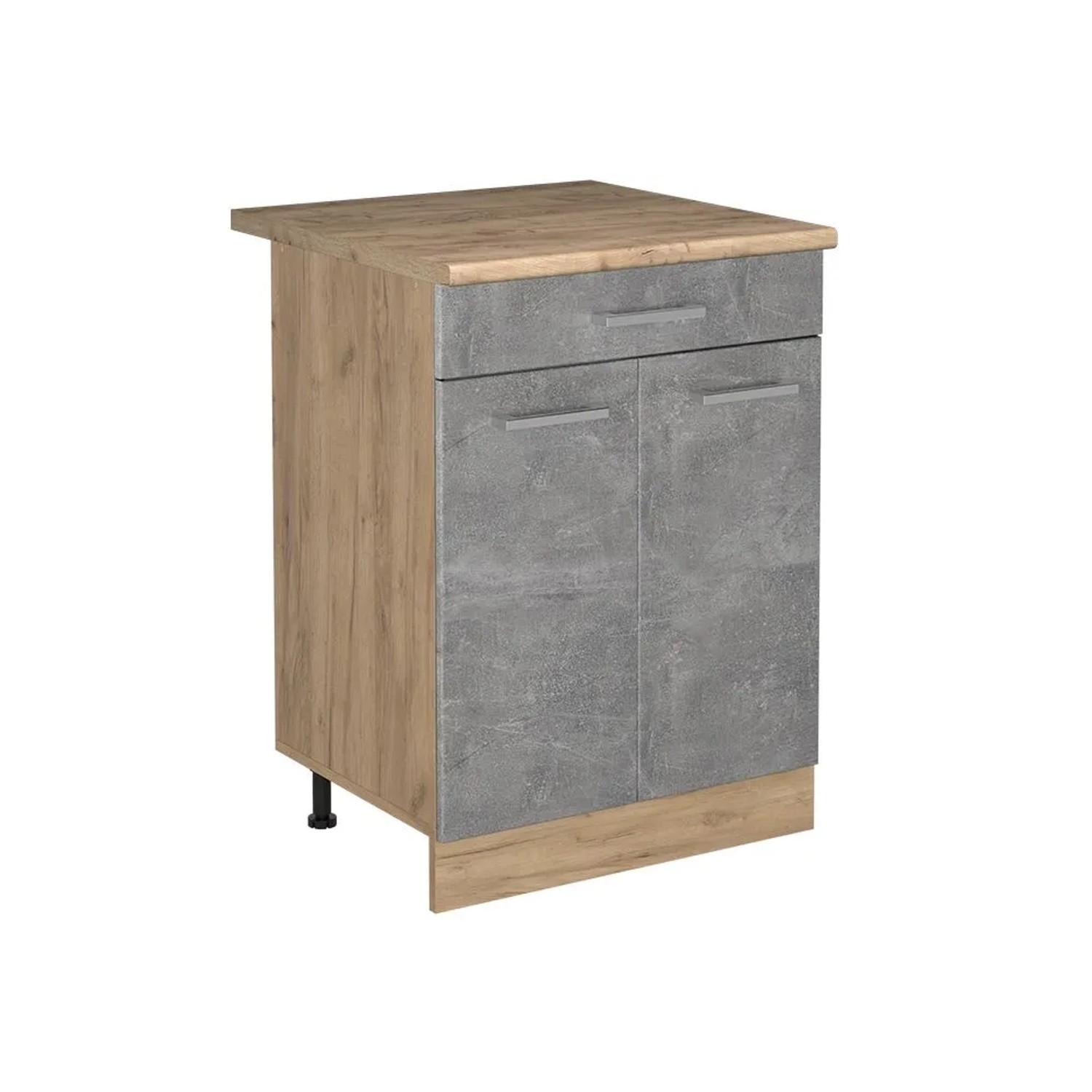 Vicco Küchenunterschrank R-Line Beton/Goldkraft Eiche 60 x 82 mit Schublade Arbeitsplatte Goldkraft Eiche Art Nr 61199