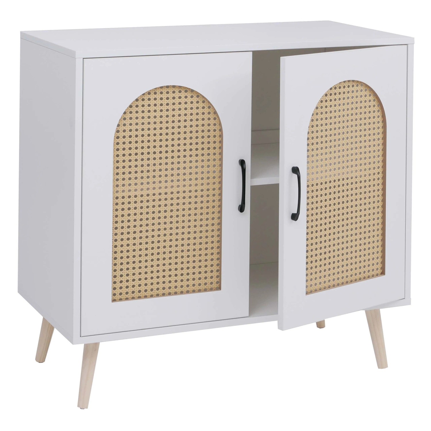 MCW Kommode P51 Poly-Rattan MDF Melamin 79x80x40cm Weiß
