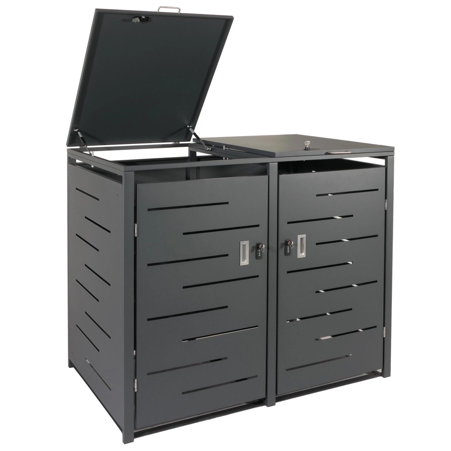 PROREGAL Mülltonnenbox XL 2er 116x141x98cm Erweiterbar Anthrazit günstig online kaufen