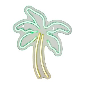 Grüne Lumineo LED-Neon Wandleuchte in Palmenform für den Innenbereich.