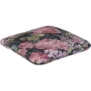 Angerer Sitzkissen Dresden Schwarz mit Blumenmuster für Stühle und Hocker.