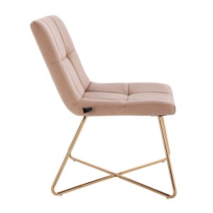Svita Lynn Loungesessel Cocktailsessel Clubsessel Polsterstuhl ohne Armlehnen Goldene Beine Samt-Polster Taupe