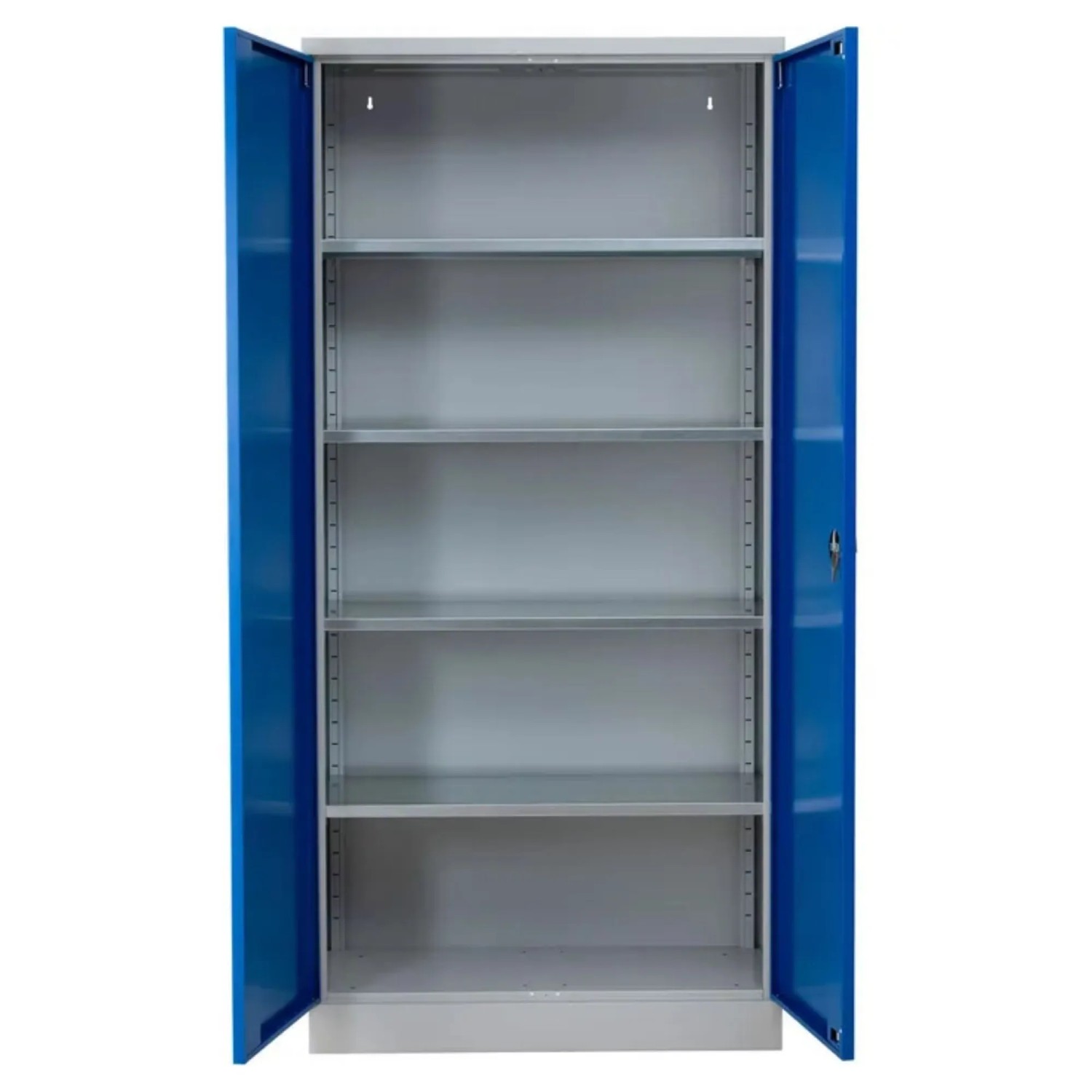 PROREGAL Stahlschrank Bee 10 Fachböden HxBxT 195 x 92 x 50 cm Verzinktes & Verstärktes Fachbodenmaterial Grau & Blau