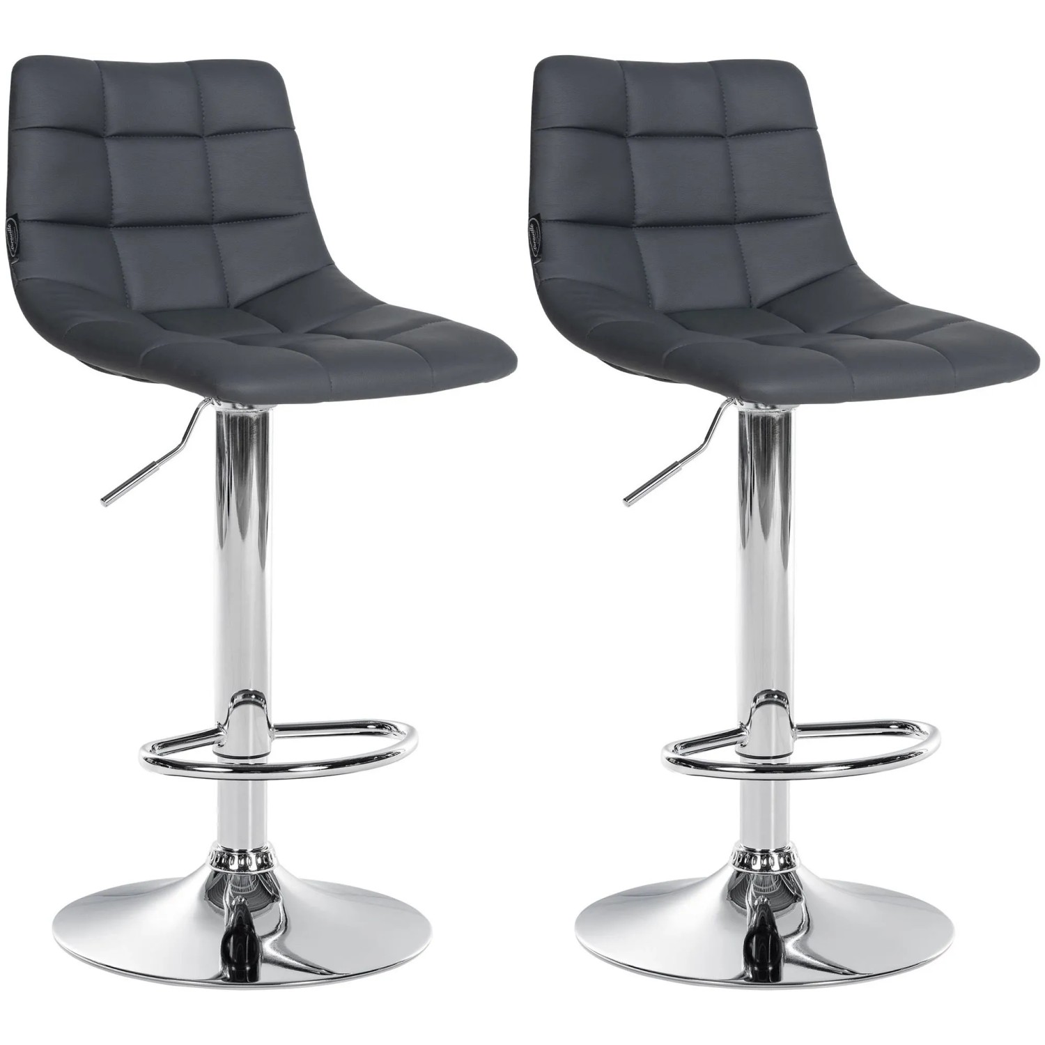 DELUKE Barhocker 2er Set DUBAI Grau Kunstleder Chrom Barstuhl Mit Lehne Tresenhocker Tresenstuhl