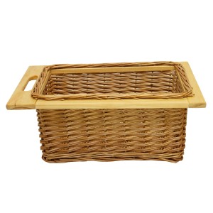 2 braune Monstershop Weidenkörbe für 400mm Schränke, ausziehbar mit Holzrahmen.