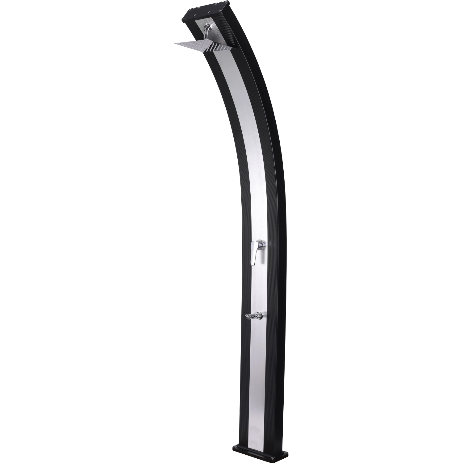 Steinbach Solardusche Slim Line Duo, Aluminium schwarz/chrom, mit Duschkopf und Armaturen.