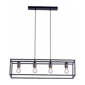 Schwarze 4-flammige Pendelleuchte Fabio im Vintage-Look für E27 Leuchtmittel.