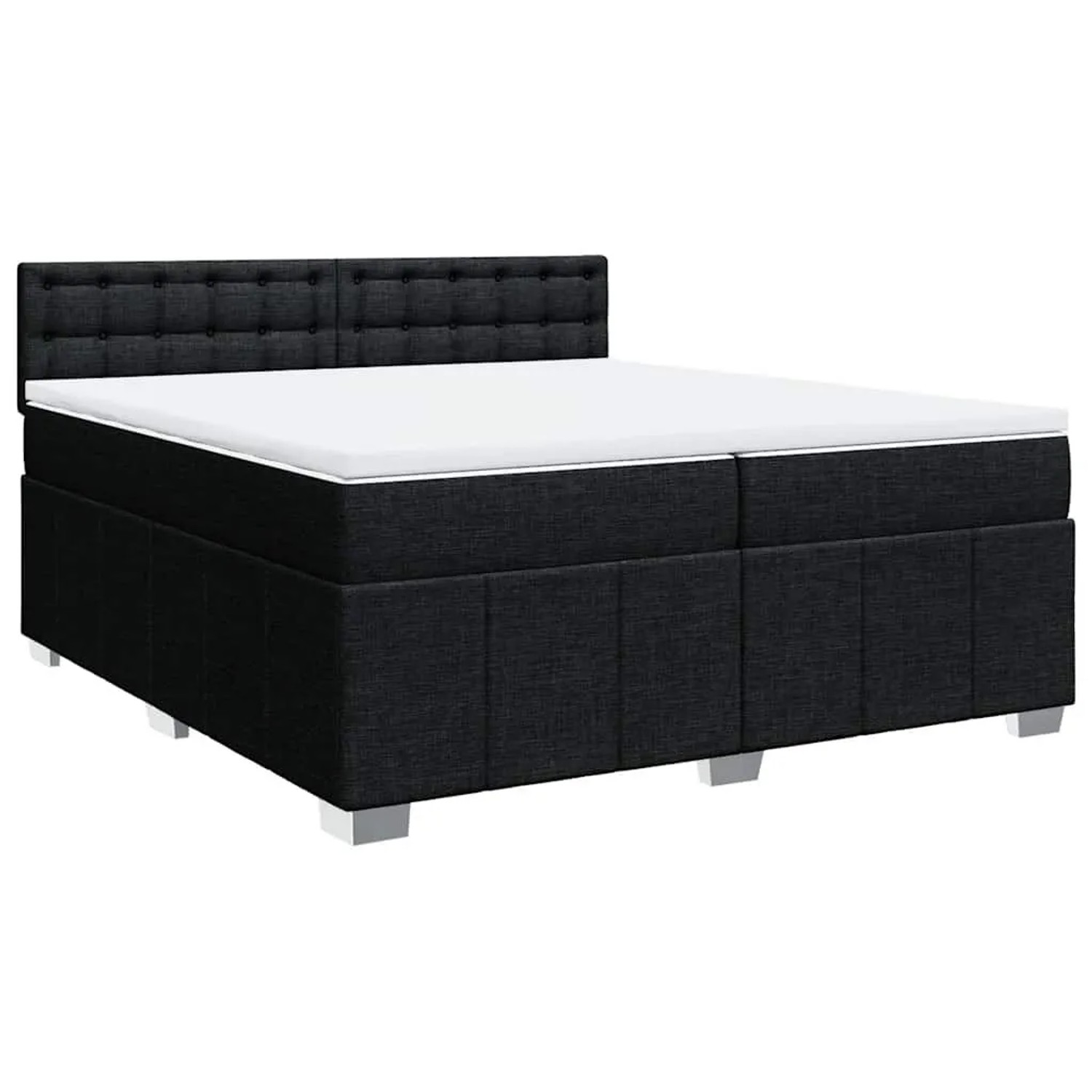 vidaXL Boxspringbett mit Matratze Schwarz 200x200 cm Stoff 3287191