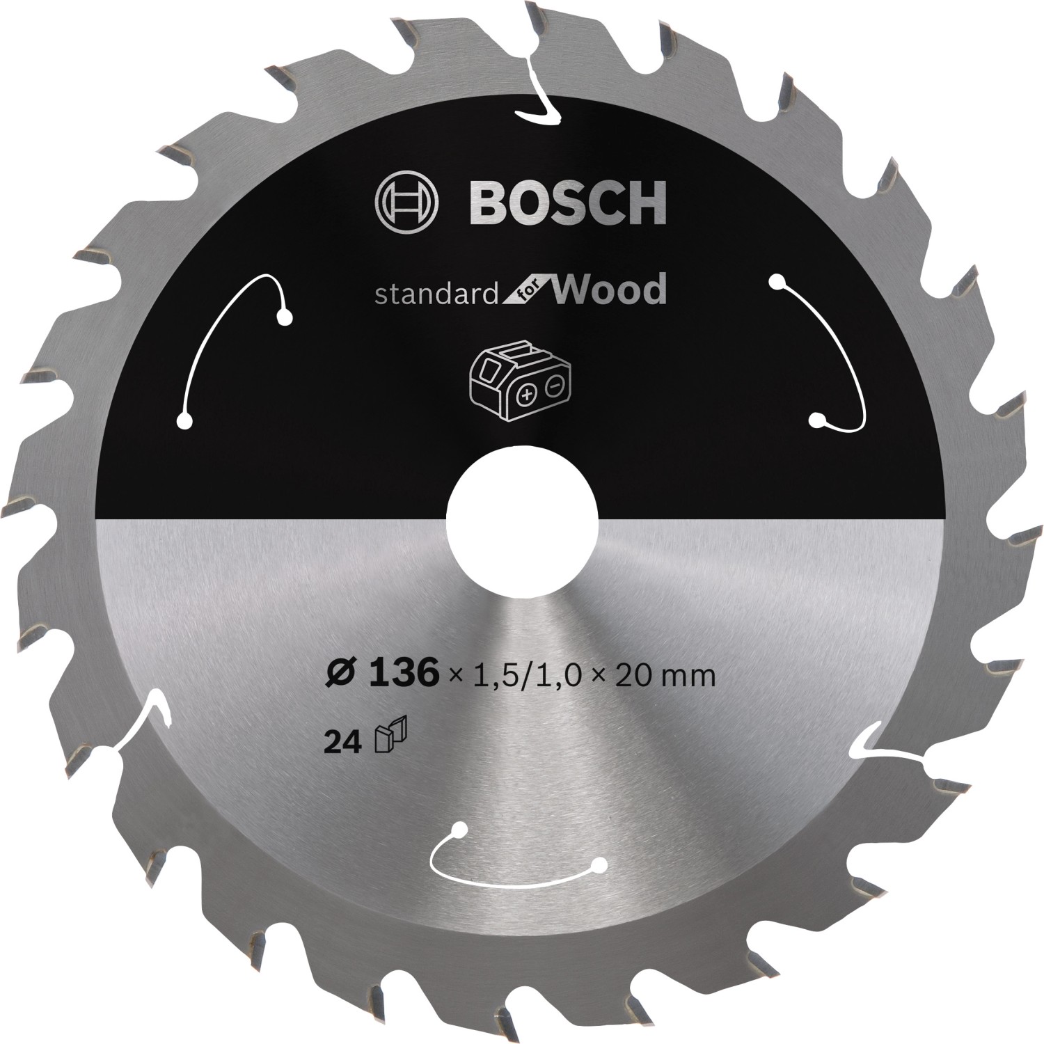 Bosch Kreissägeblatt Standard für Wood 136 mm x 15 mm x 20 mm 24 Zähne