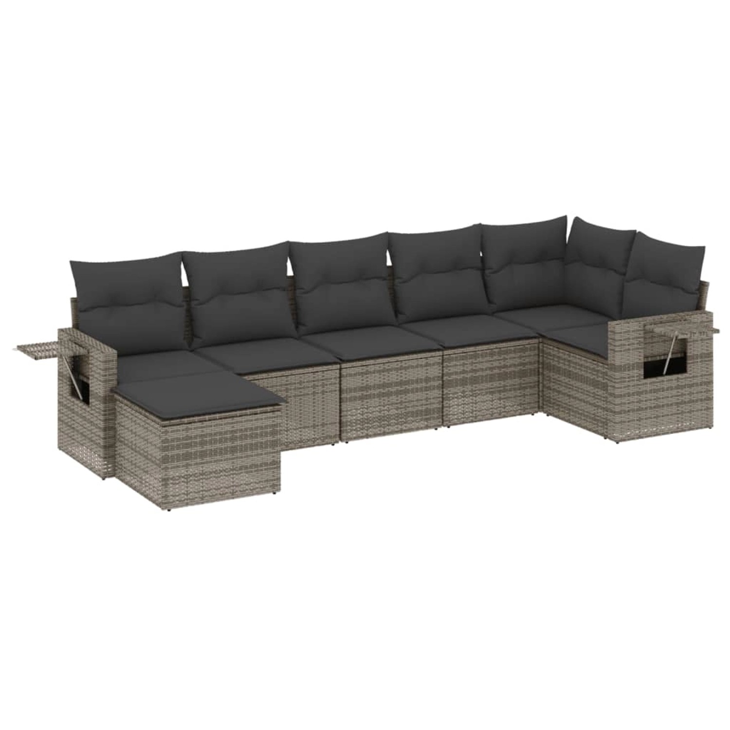 vidaXL 7-Tlg Garten-Sofagarnitur mit Kissen Grau Poly Rattan 3220479 günstig online kaufen