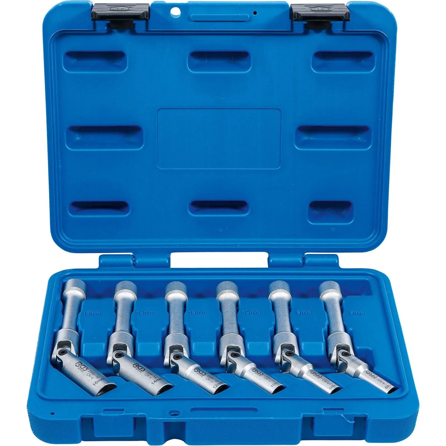 BGS Universal Glühkerzen Gelenkschlüssel Satz Sechskant Antrieb Innenvierkant 10 Mm  3 8 Zoll  SW 8 16 Mm 6Tlg  Extra Lang 2986