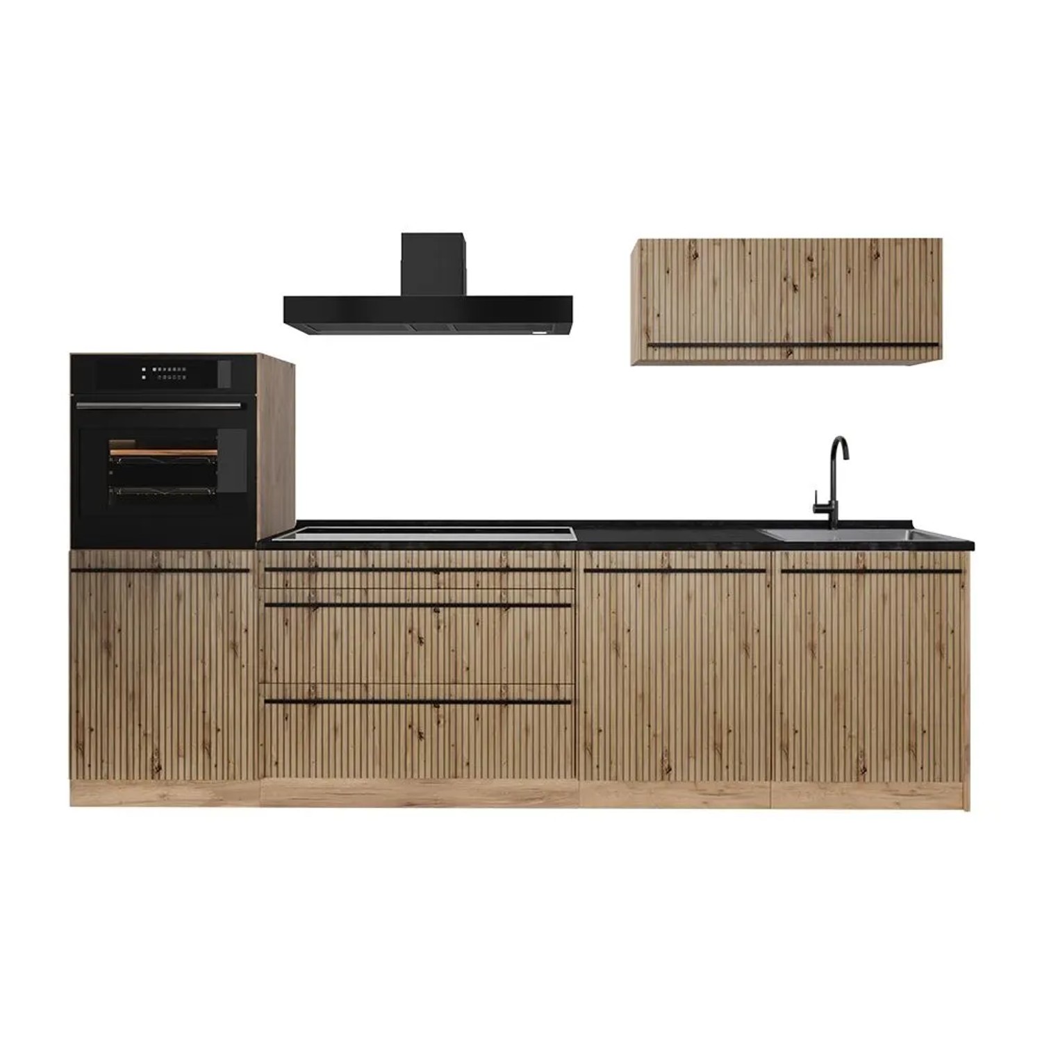 Vicco Küchenzeile R-Line Artisan-Eiche/Goldkraft Eiche 280 x 143 ohne Arbeitsplatte Art Nr 67252