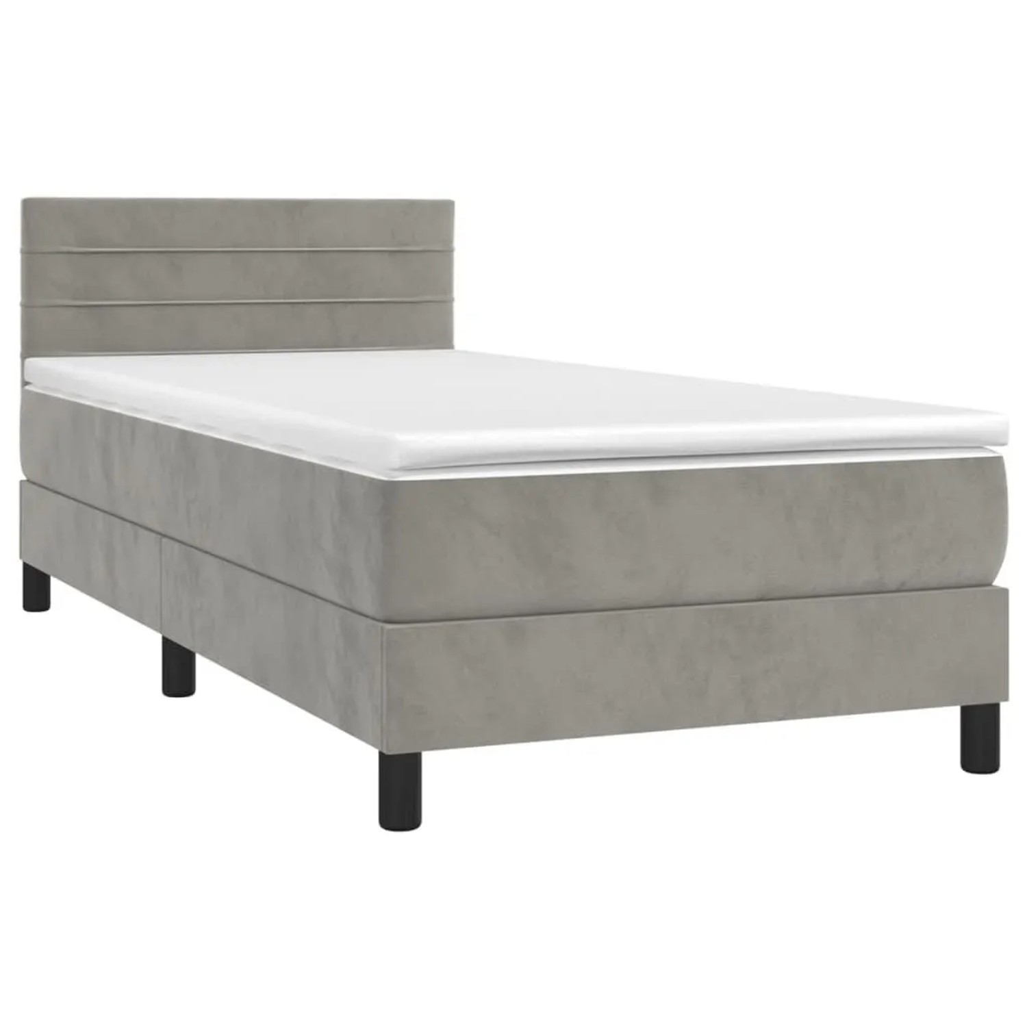 vidaXL Boxspringbett mit Matratze & LED Hellgrau 90x200 cm Samt 3134441 günstig online kaufen