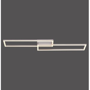 Moderne LED Deckenleuchte Iven in Stahlfarben mit schwenkbarem Rahmen, 92,4x22 cm.