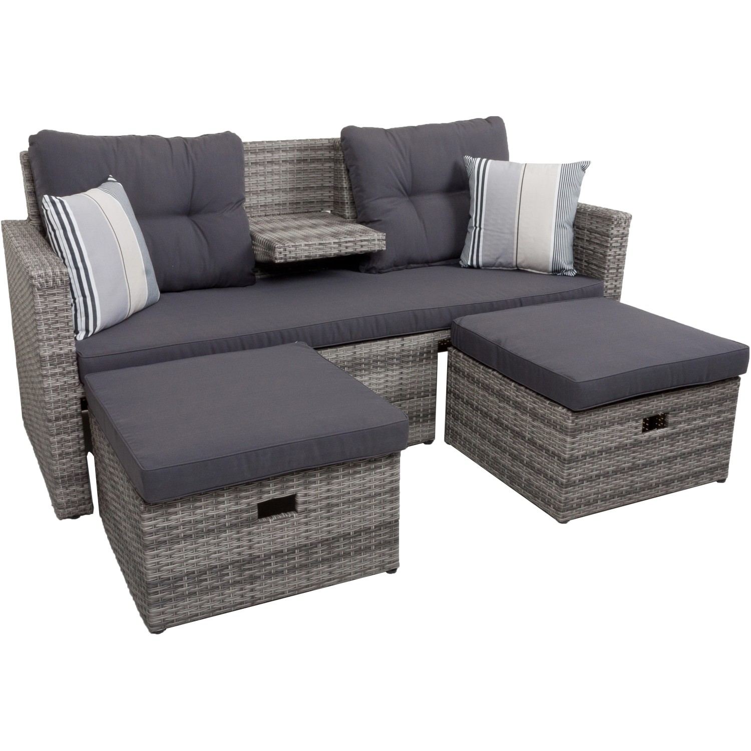 Garden Pleasure Lounge-Sofa Valletta 180 cm x 86 cm x 133 cm Grau