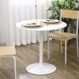 Weißer runder HOMCOM Esstisch aus MDF und Stahl mit Mittelfuß, modern und platzsparend, für Esszimmer oder Küche.