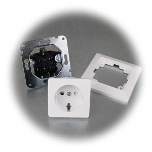 ChiliTec MILOS Schutzkontakt Steckdose Weiß Matt mit Rahmen