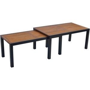 Merxx Gartentisch, rechteckig, ausziehbar, natur-grau, 100x180 cm. Gartentisch mit Holzoptik und dunklem Gestell.