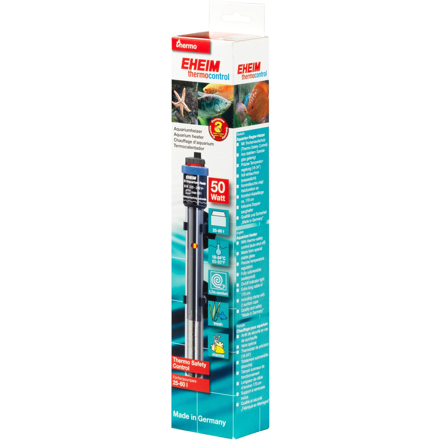 Eheim Aquarium-Heizer Thermocontrol 50 W für Aquarien von 25, bis 60,