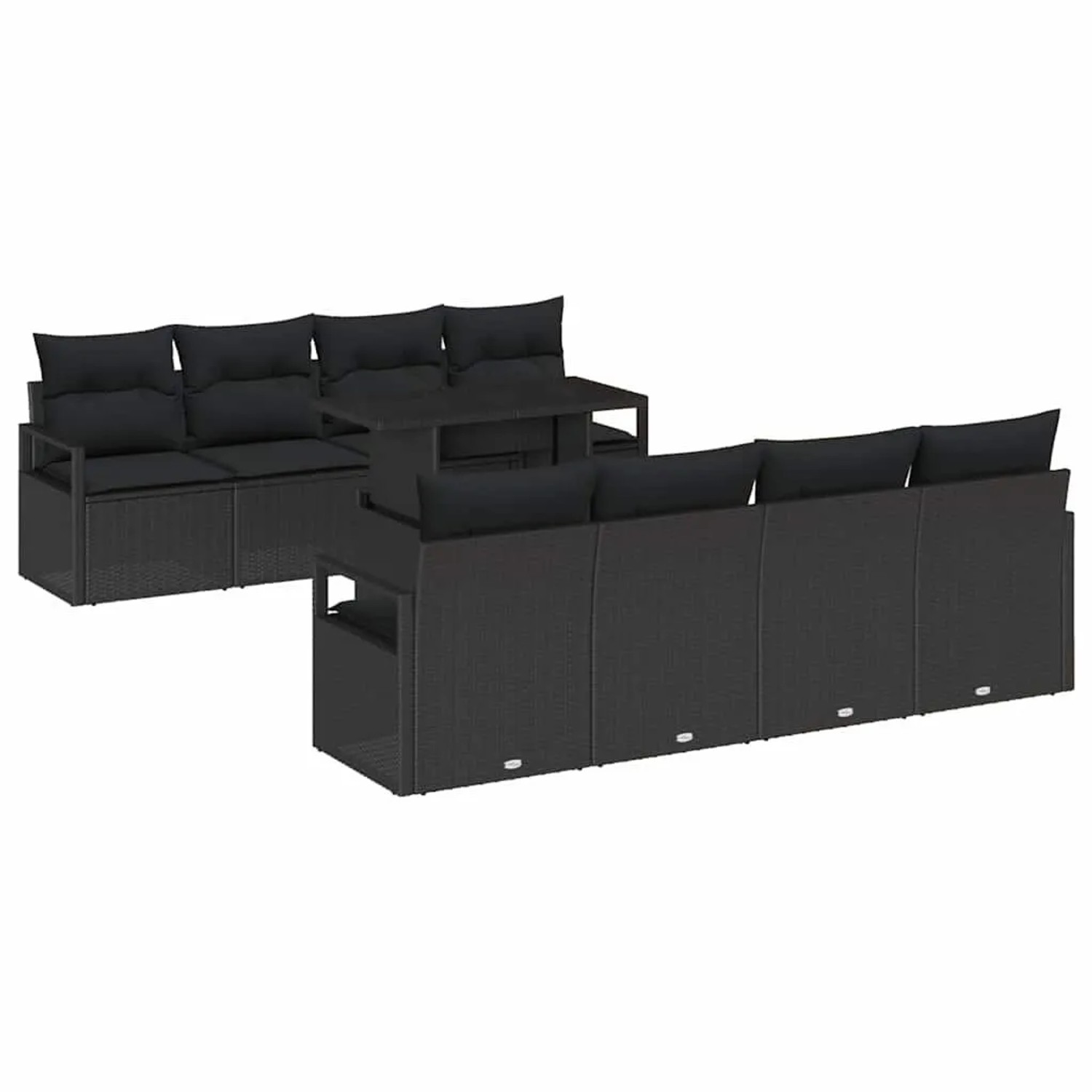 vidaXL Gartensofa-set mit Speicher 9-Tlg Schwarz Poly-Rattan 3348789 günstig online kaufen