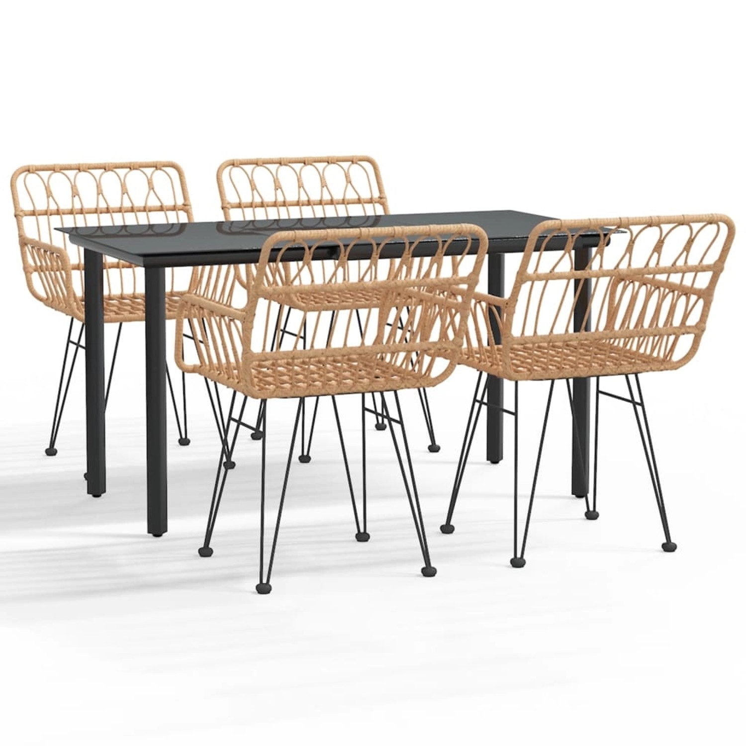 vidaXL 5-Tlg Garten-Essgruppe Poly Rattan 3157861