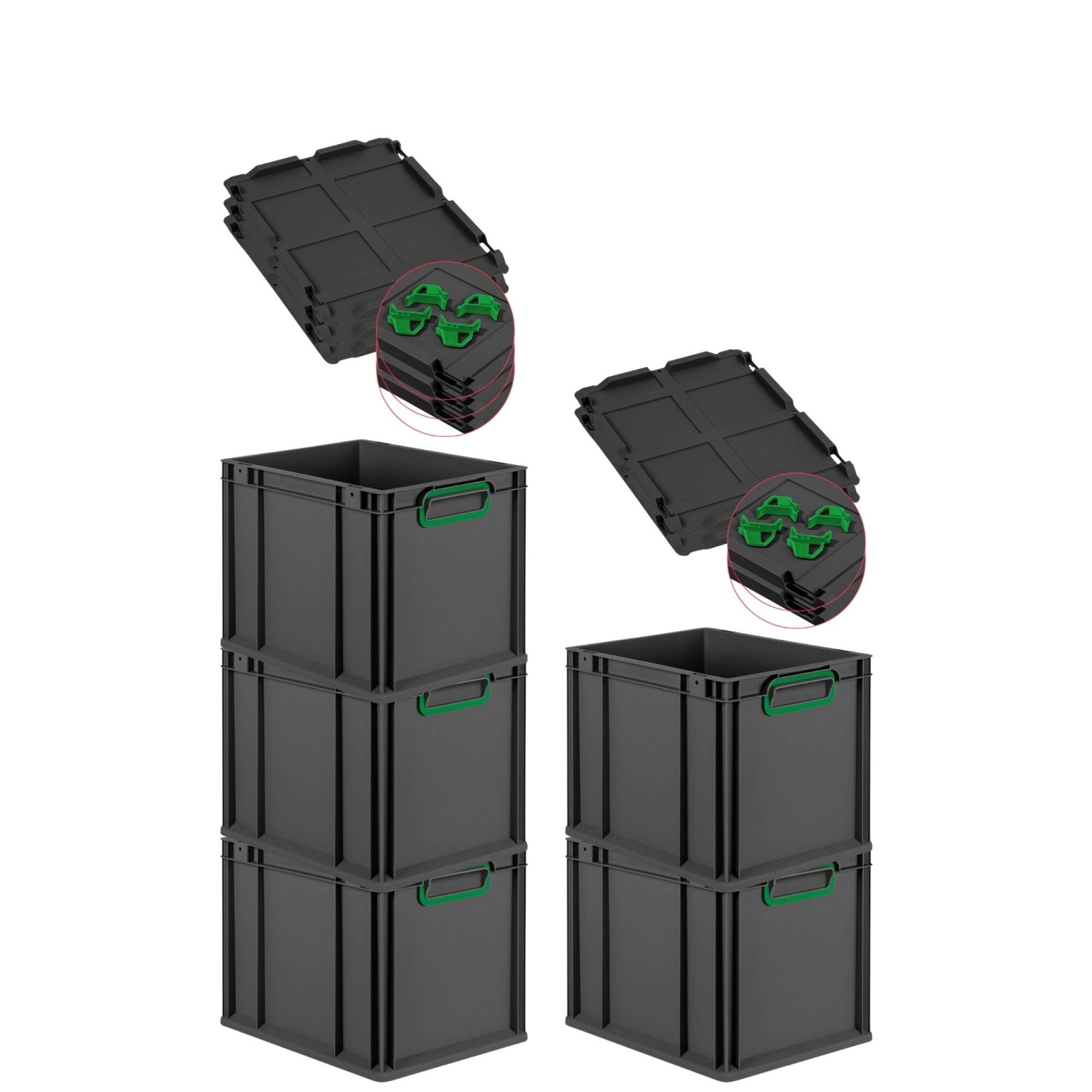 PROREGAL SparSet 5x Eurobox Nextgen Color Mit Auflagedeckel HxBxT 32x30x40c günstig online kaufen