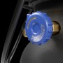 Detailaufnahme: Blauer Drehknopf der Petromax LED-Laterne PX-LM500, Camping & Zubehör.