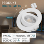 Dimmbarer, weißer LUXULA LED Einbauspot, 5W, 450lm, mit Farbwahl und schwenkbarem Kopf.