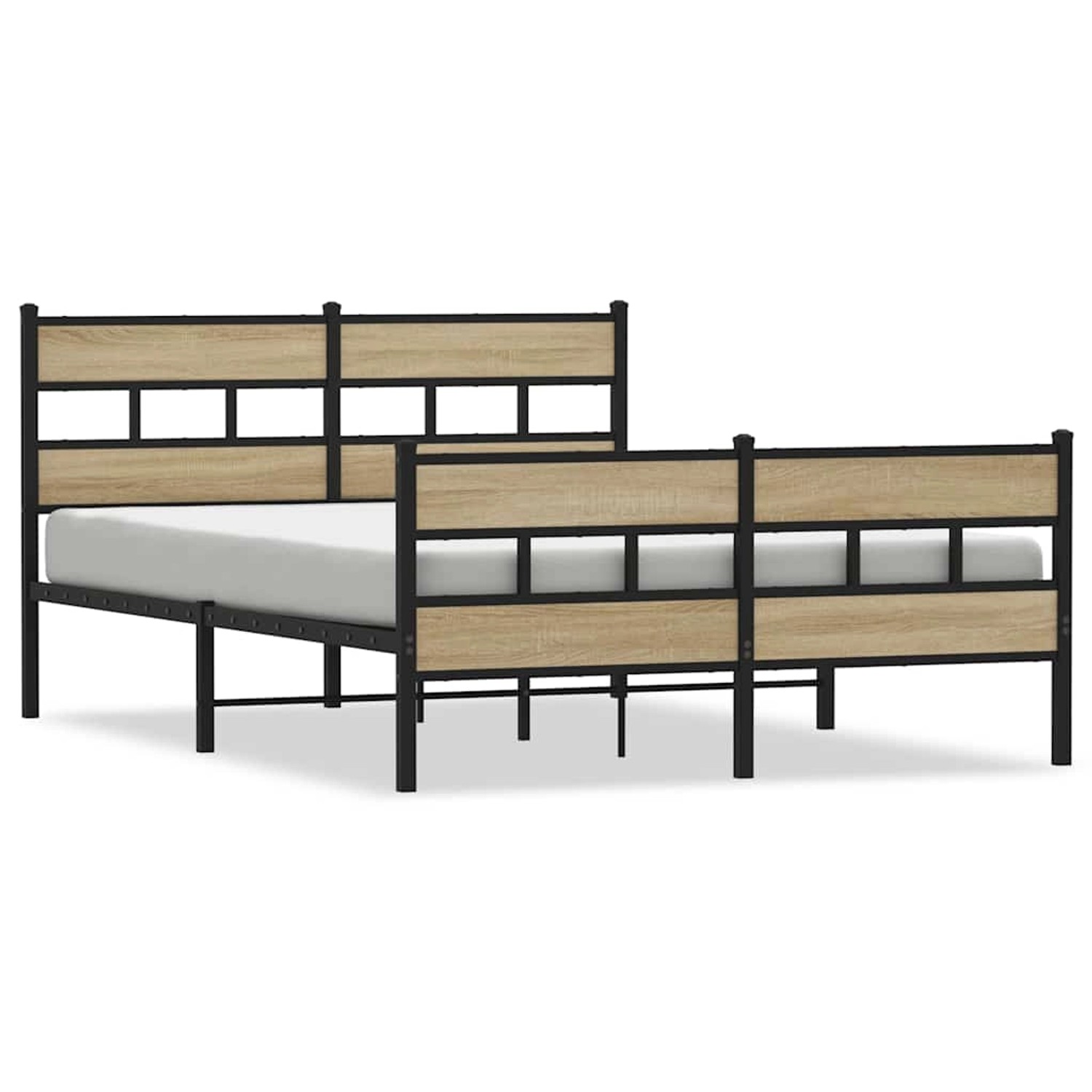 vidaXL Metallbett ohne Matratze Sonoma-Eiche 135x190 cm 4017119 günstig online kaufen