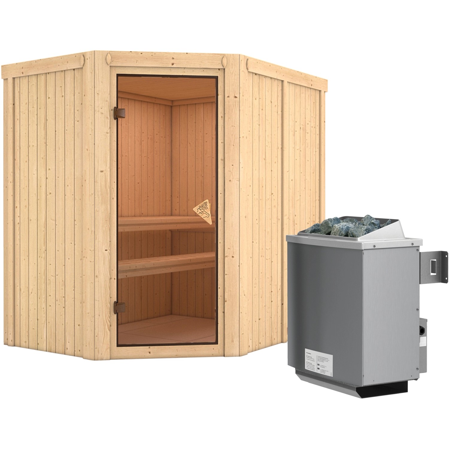 Karibu Sauna-Set Cleo inkl. Edelstahl-Ofen 9 kW mit integr. Steuerung günstig online kaufen