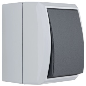 REV Ritter Aufputz-Taster AquaForm Grau für Feuchträume und Außenbereiche.