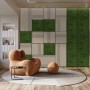 Wandpaneel Jangal Modular Wall Dark Green Moos, 52x52 cm, als Wanddekoration im Wohnraum.