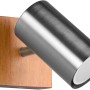 Trio Strahler Marley, 1-flammig, Nickel matt mit Holzsockel. Deckenspot für Wohn- und Schlafzimmer.