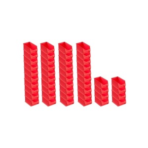SuperSparSet: 48 rote Sichtlagerboxen (12,5x14,5x23,5 cm, 2,8L) für Werkstatt & Lager.