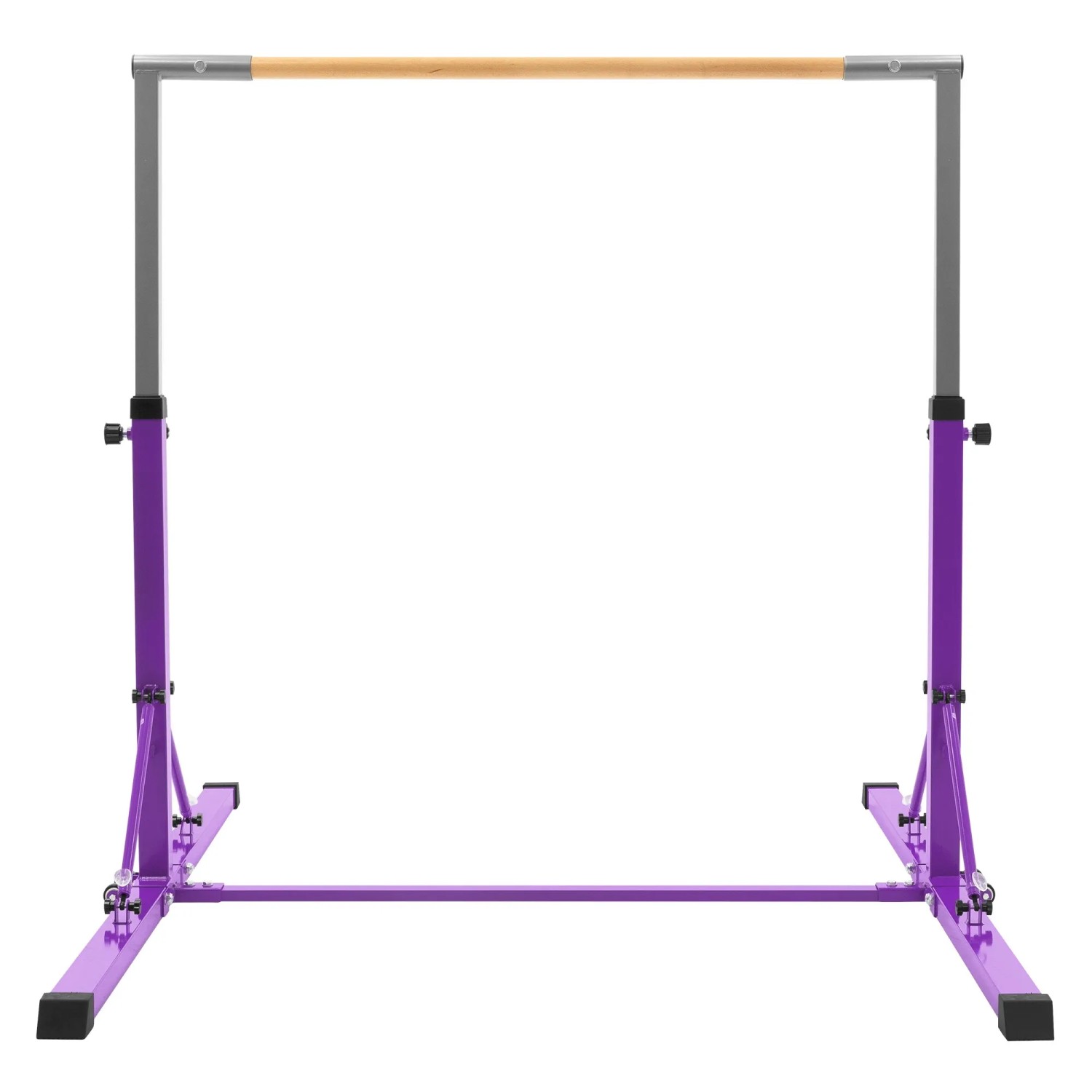 Lila, höhenverstellbares Gymnastik Turnreck mit Holzstange. Faltbares Sportgerät für Kinder, Spiel & Spaß.