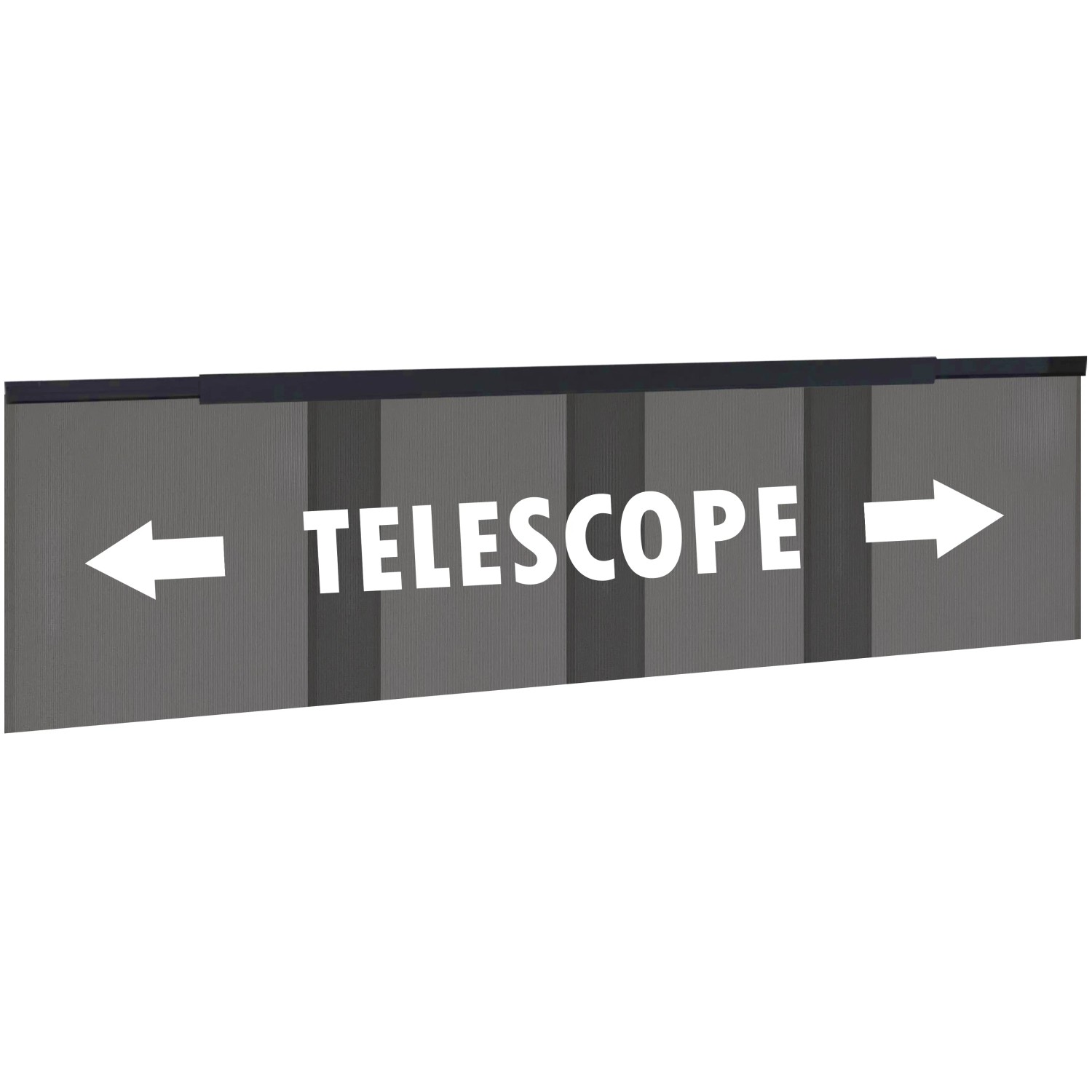 Lamellenvorhang Tür, teleskopierbar, 120x250cm, Insektenschutz mit Pfeilen und Schriftzug Telescope.