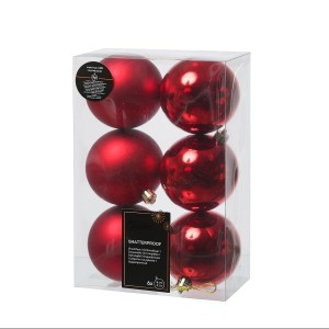 Marelida Weihnachtskugeln Baumschmuck Christbaumkugeln Bruchfest Glänzend Matt Rot 6St