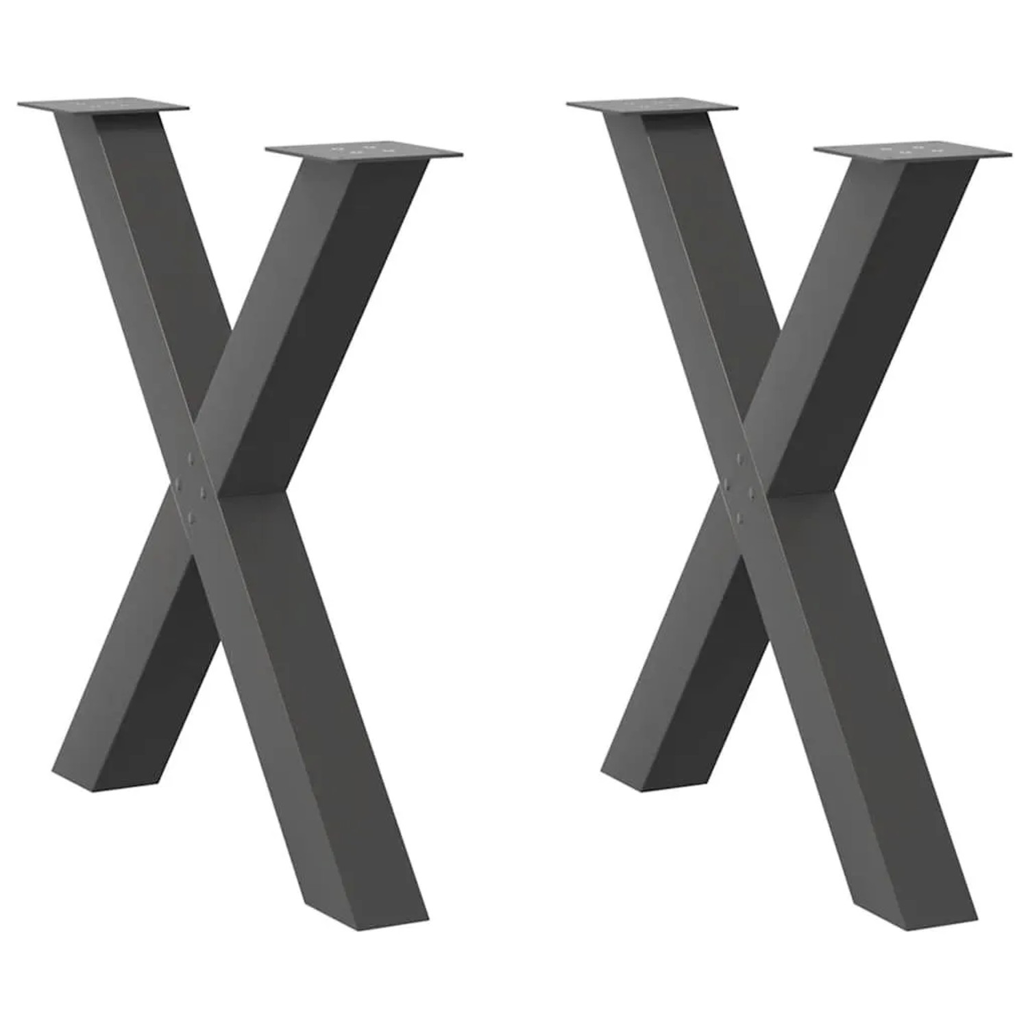 vidaXL Esstischbeine X-Form 2 Stk Anthrazit 80x72-73 cm Stahl 4012982